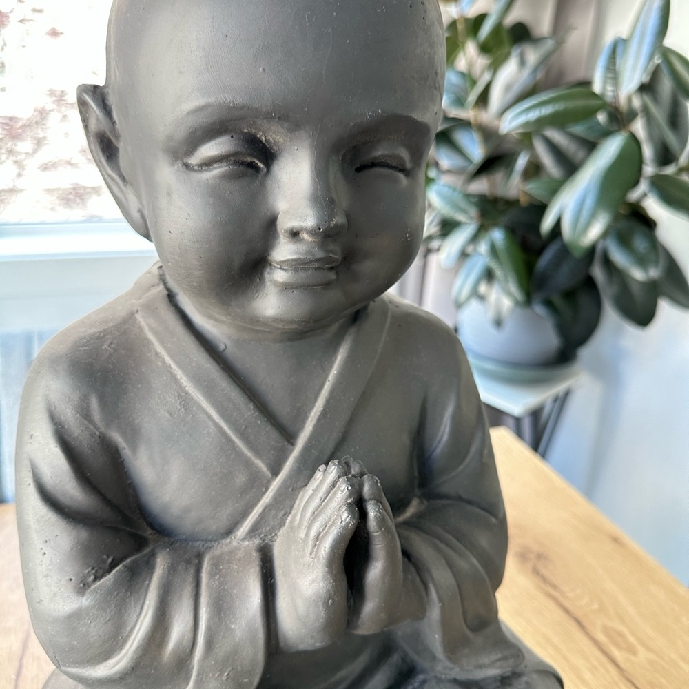 Zen Garden Black Monk Statue